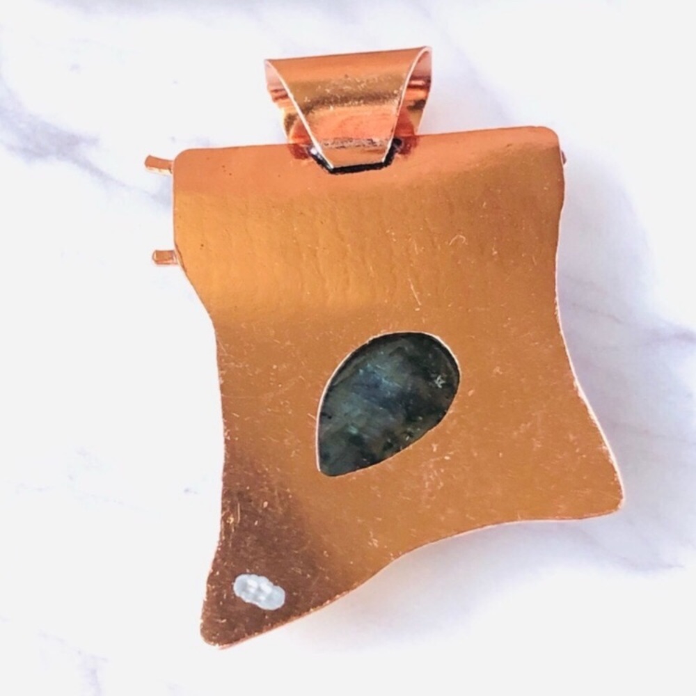 Copper Plated Labradorite Stone Statement Boho Pe… - image 5